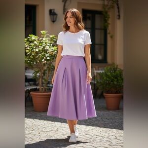 Lauren Ralph Lauren High Waisted Lavender A-Line Linen Skirt NWT size 4